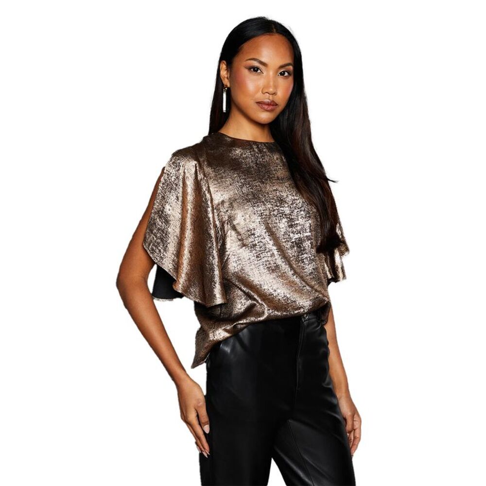 Principles Womens/Ladies Metallic Slit Sleeve Top / Bronze